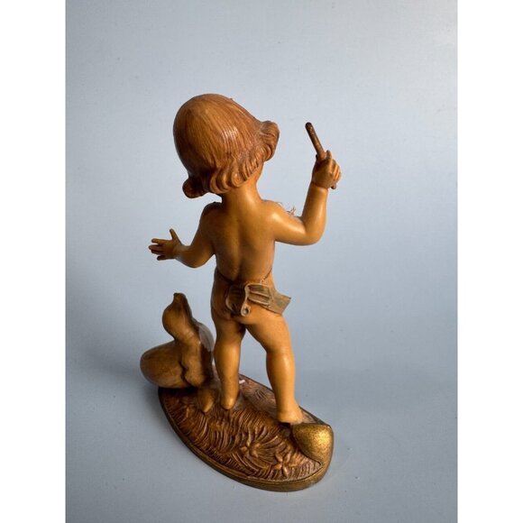 Vintage Fontanini Boy Throwing Stick Figurine With Brown Seal Depose Italy Spide - Picture 6 of 8